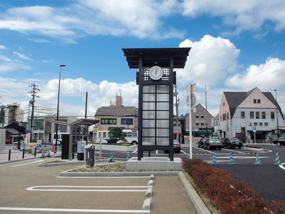 忍者市駅前 時刻あんどん常夜燈建設工事（伊賀上野ライオンズクラブ50周年記念事業）　写真